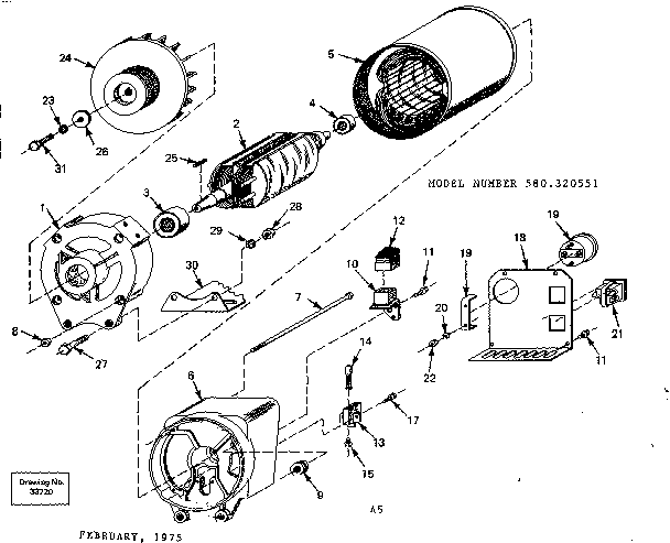 Unit Parts Diagram and Parts List for 580320551  Craftsman Engine