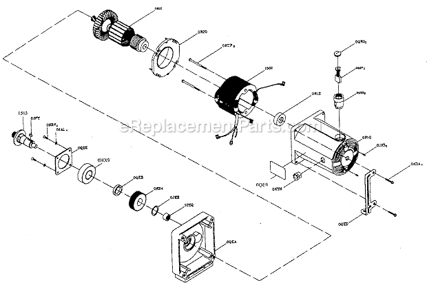 Motor Diagram and Parts List for 137248830  Craftsman Table Saw