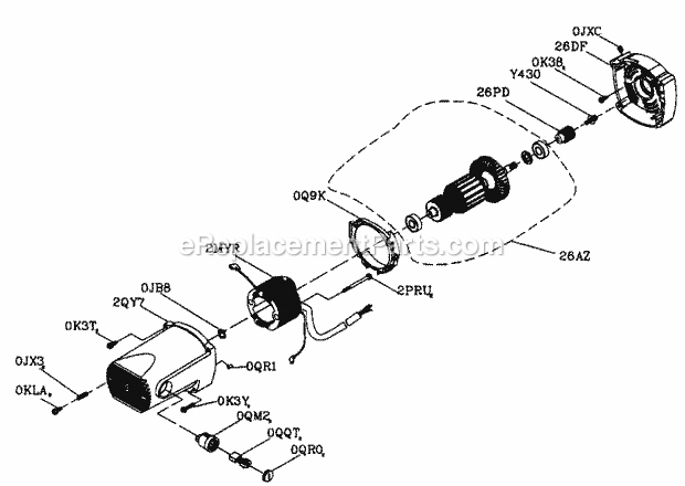 Motor Assy Diagram and Parts List for 137212210  Craftsman Miter Saw