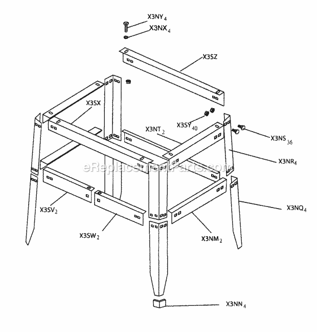 Stand Assy Diagram and Parts List for 137212410  Craftsman Miter Saw