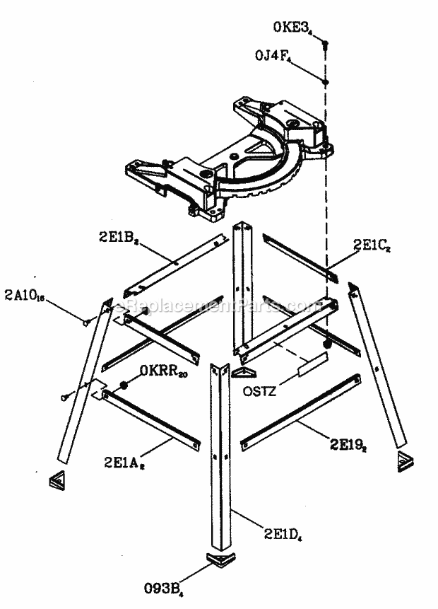 Stand Assy Diagram and Parts List for 137212521  Craftsman Miter Saw