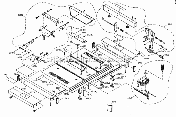 Table Assy Diagram and Parts List for 137218041  Craftsman Table Saw