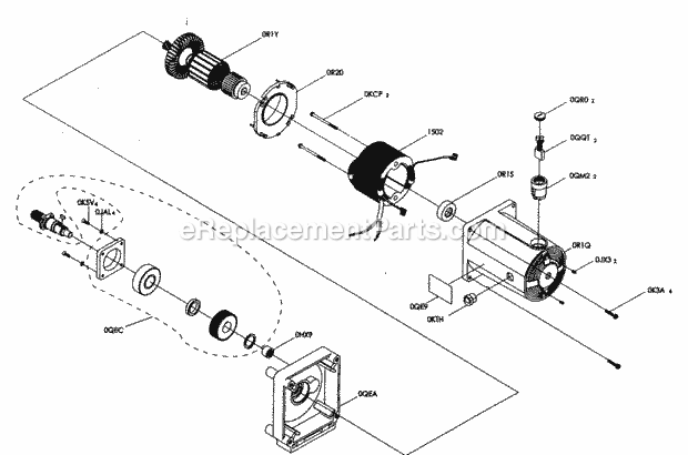 Motor Assy Diagram and Parts List for 137218041  Craftsman Table Saw