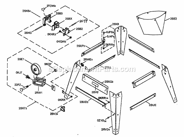 Stand Assy Diagram and Parts List for 137218071  Craftsman Table Saw