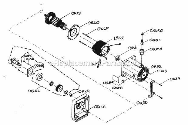 Motor Assy Diagram and Parts List for 137218240  Craftsman Table Saw