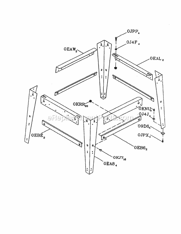 Stand Diagram and Parts List for 137218251  Craftsman Table Saw