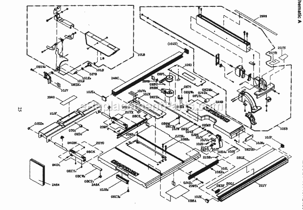 Table Assy Diagram and Parts List for 137218301  Craftsman Table Saw