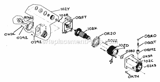 Motor Assy Diagram and Parts List for 137218301  Craftsman Table Saw