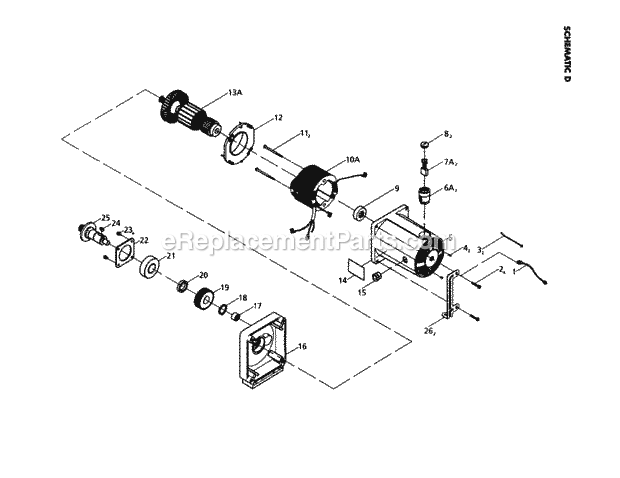 Motor Housing Diagram and Parts List for 137218780  Craftsman Table Saw