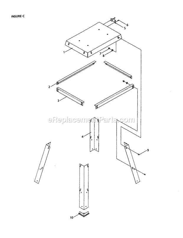 Leg/Top Pal Diagram and Parts List for 137224320  Craftsman Band Saw