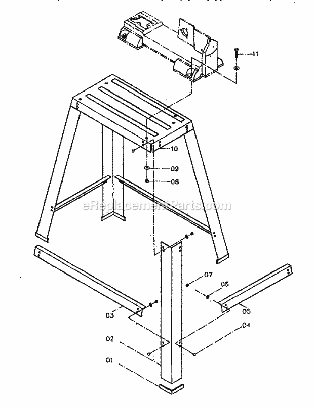 Leg Stand Diagram and Parts List for 137226200  Craftsman Scroll Saw
