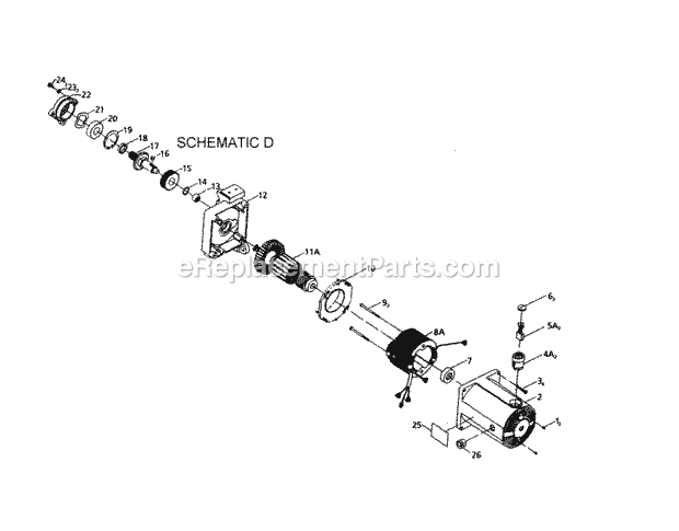 Motor Housing Diagram and Parts List for 137228010  Craftsman Table Saw