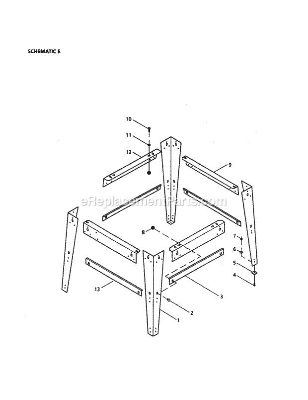 Leg Stand Diagram and Parts List for 137228010  Craftsman Table Saw