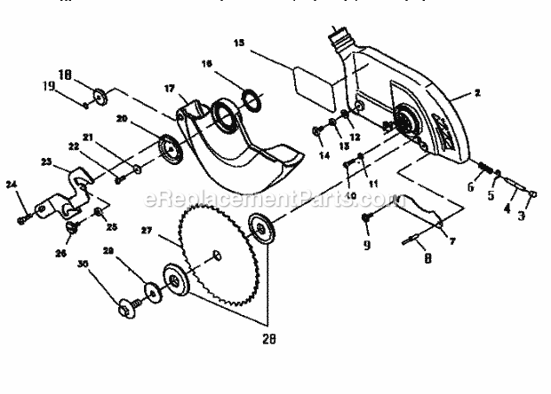 Blade Guard Assembly Diagram and Parts List for 137234960  Craftsman Miter Saw