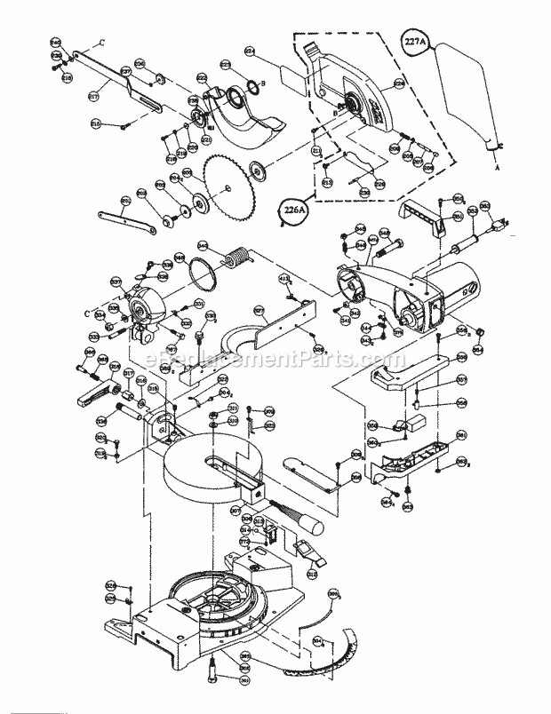Hold Down Clamp & Table E... Diagram and Parts List for 137234980  Craftsman Miter Saw