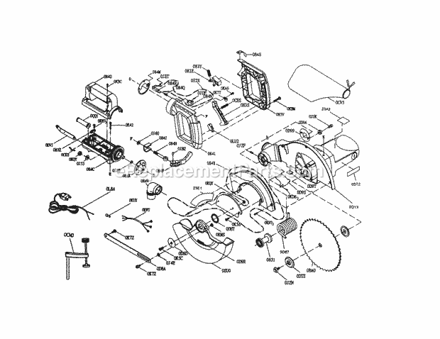 Blade/Dust Bag/Handle Diagram and Parts List for 137242760  Craftsman Miter Saw
