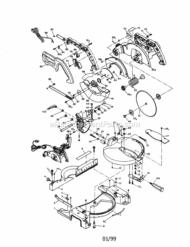 Craftsman Compound Miter ... Diagram and Parts List for 137245100  Craftsman Miter Saw