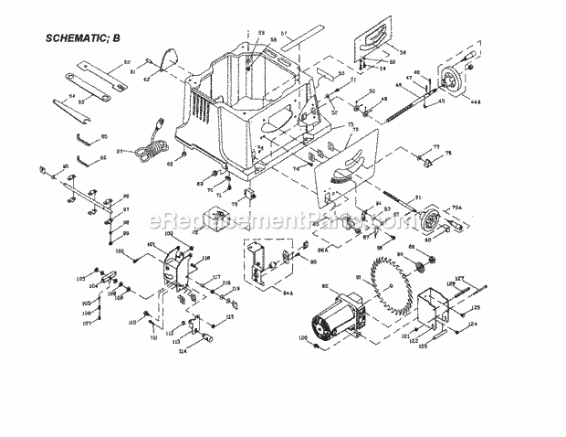 Blade/Body Shell/Motor Diagram and Parts List for 137248100  Craftsman Table Saw