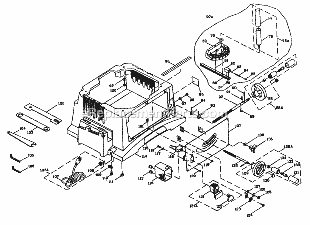 Base Diagram and Parts List for 137248250  Craftsman Table Saw
