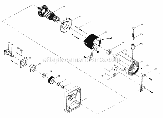 Motor Breakdown Diagram and Parts List for 137248480  Craftsman Table Saw