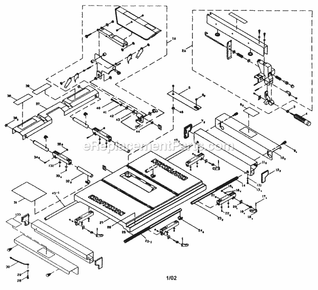 Table Diagram and Parts List for 137248481  Craftsman Table Saw