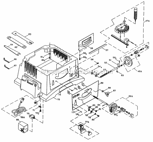 Base Diagram and Parts List for 137248481  Craftsman Table Saw