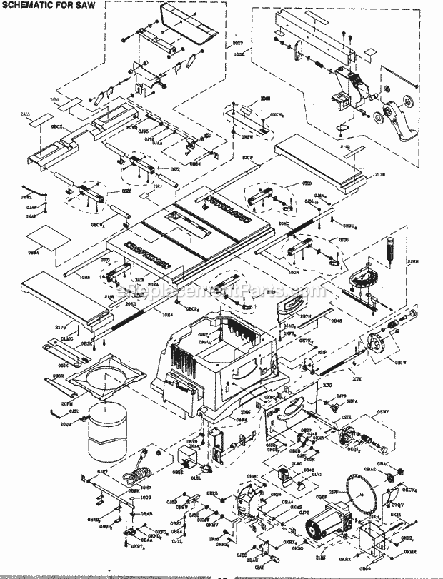 Table Saw Diagram and Parts List for 137248840  Craftsman Table Saw