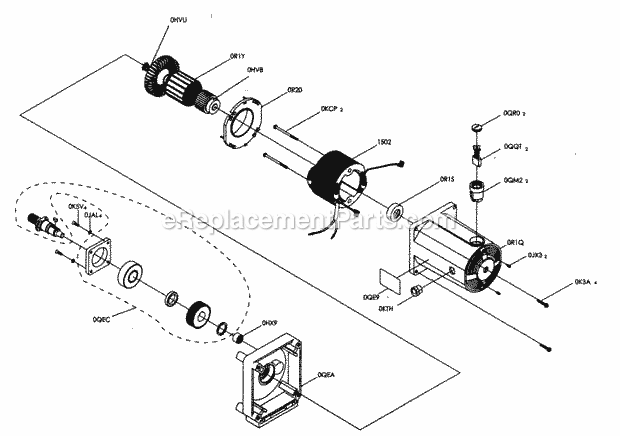 Motor Assy Diagram and Parts List for 137248840  Craftsman Table Saw