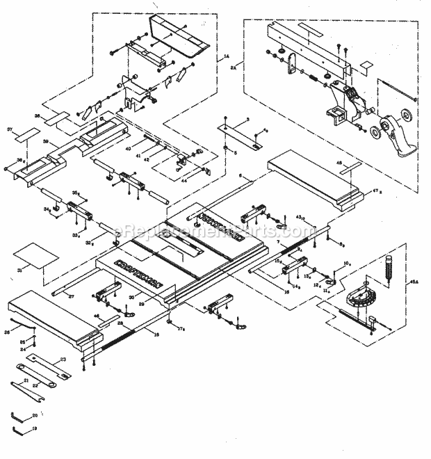 Table Diagram and Parts List for 137248880  Craftsman Table Saw