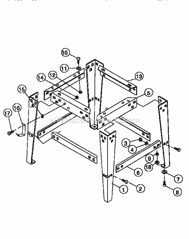 Leg Assembly Diagram and Parts List for 137271070  Craftsman Table Saw