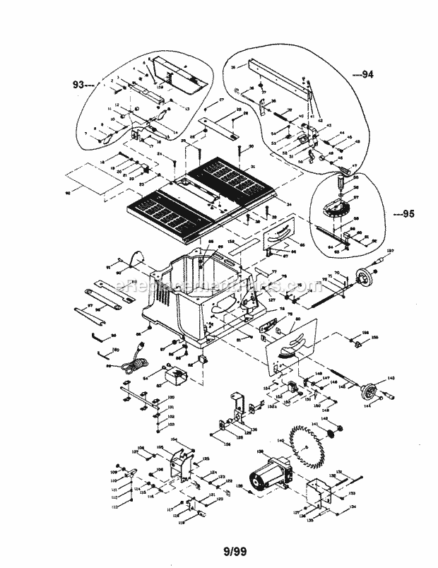 Page A Diagram and Parts List for 137272070  Craftsman Table Saw