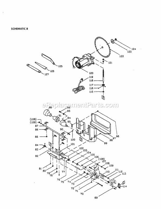 Blade Diagram and Parts List for 137272220  Craftsman Table Saw