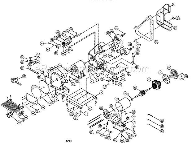 2" X 42" Belt / Disc Sander Diagram and Parts List for 137283280  Craftsman Belt or Drum Sander