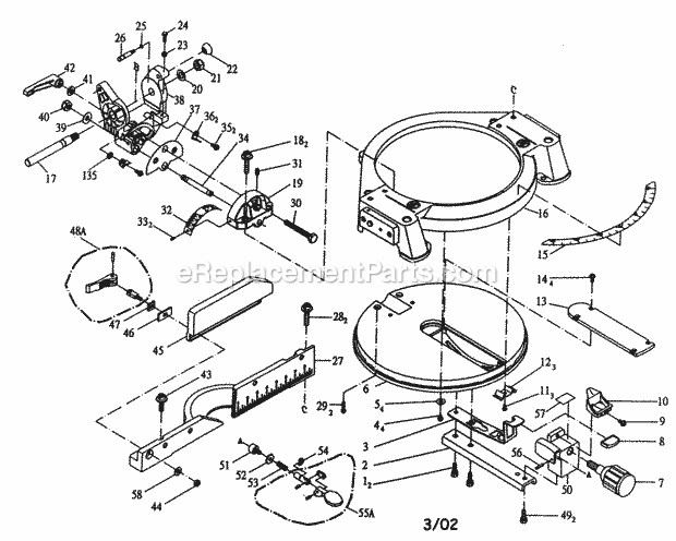 Base Diagram and Parts List for 137285100  Craftsman Miter Saw