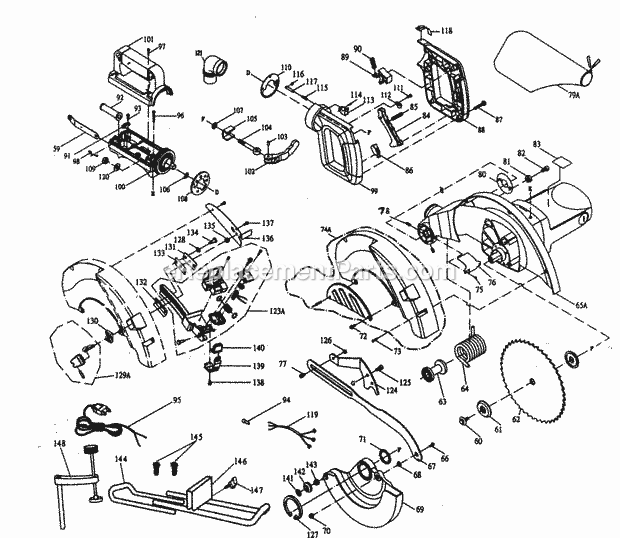 Housing Assy Diagram and Parts List for 137285220  Craftsman Miter Saw