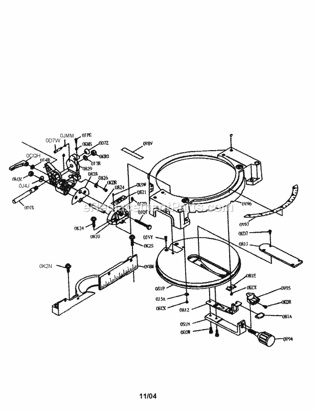 Table / Arm-Miter / Base Diagram and Parts List for 137285320  Craftsman Miter Saw