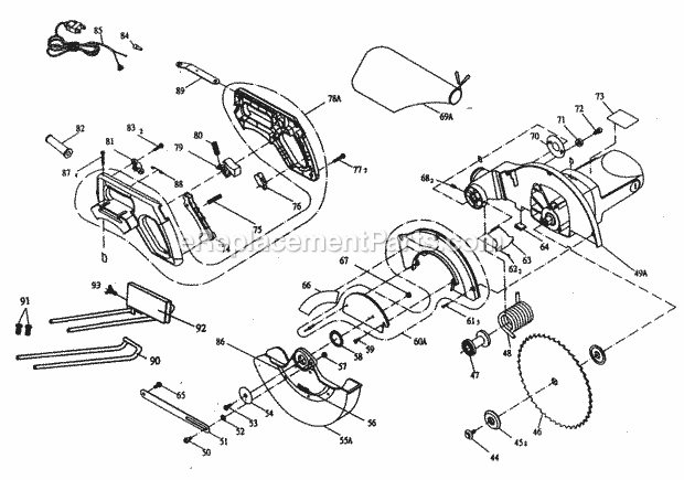 Arm Assy Diagram and Parts List for 137285350  Craftsman Miter Saw