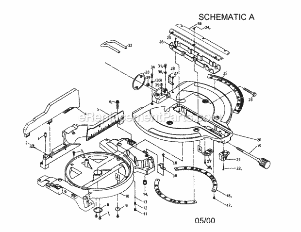 12" Sliding Compound Miter Saw Diagram and Parts List for 137285540  Craftsman Miter Saw