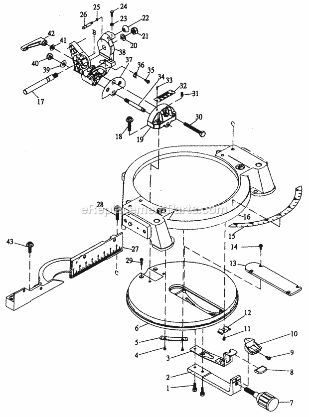 Cabinet Parts Diagram and Parts List for 137285680  Craftsman Miter Saw