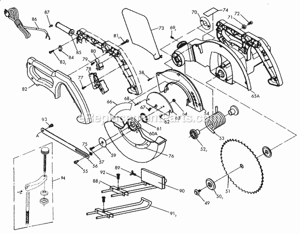 Page B Diagram and Parts List for 137285750  Craftsman Miter Saw