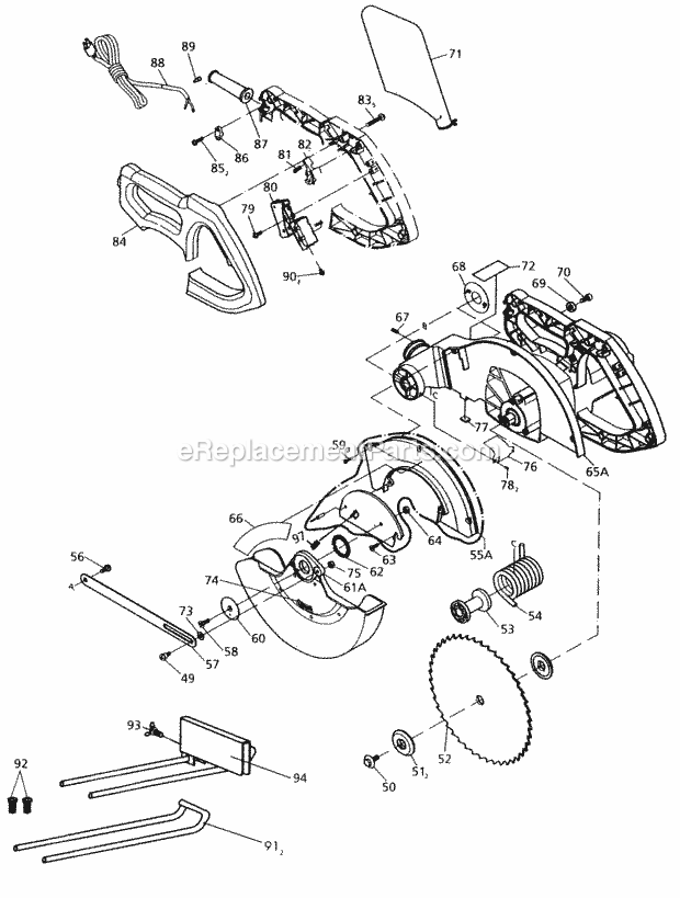 Page B Diagram and Parts List for 137285850  Craftsman Miter Saw