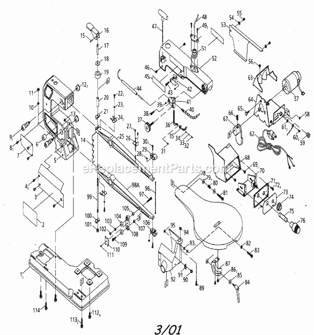 Cabinet Parts Diagram and Parts List for 137286220  Craftsman Scroll Saw
