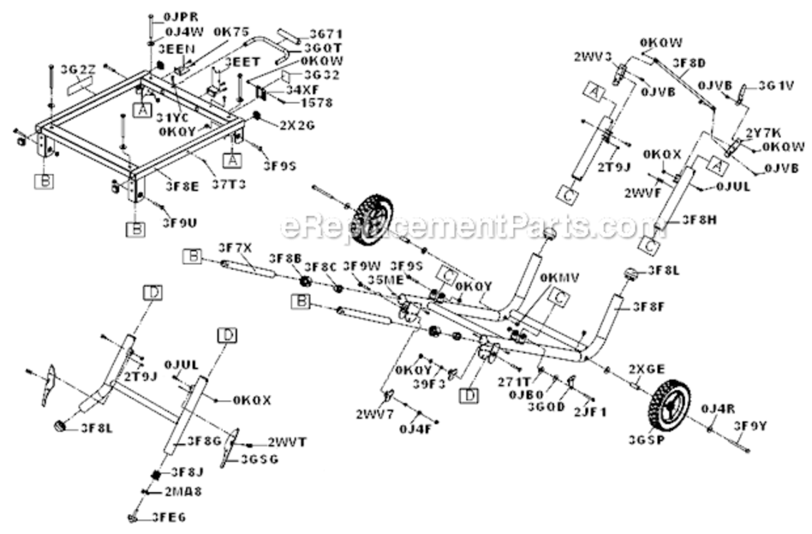 Page D Diagram and Parts List for 137415020  Craftsman Table Saw