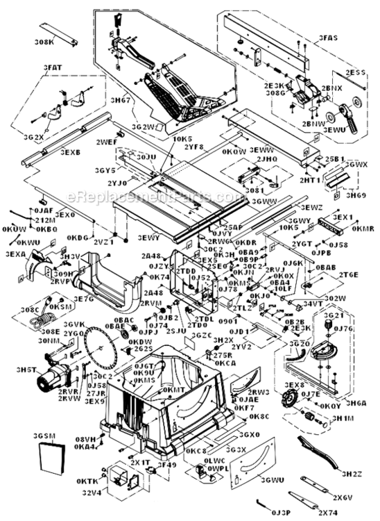 Page B Diagram and Parts List for 137415030  Craftsman Table Saw