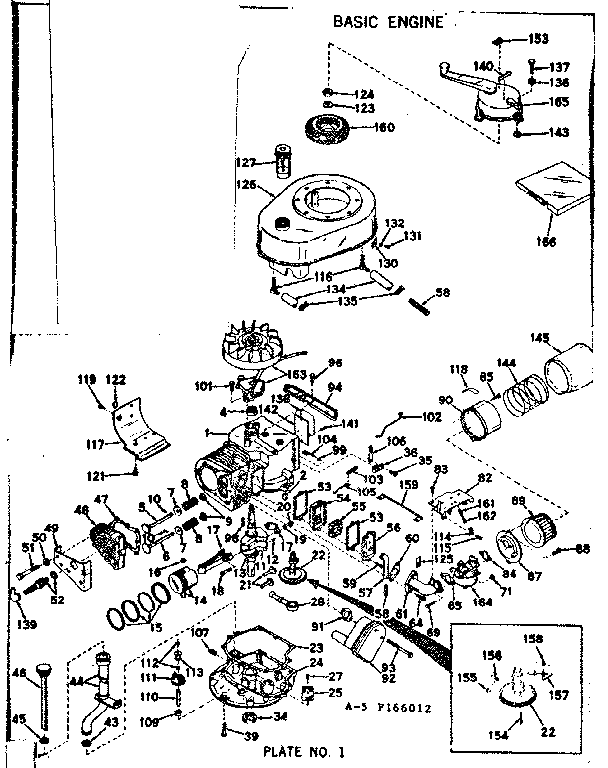 Basic Engine Diagram and Parts List for 143166012  Craftsman Engine