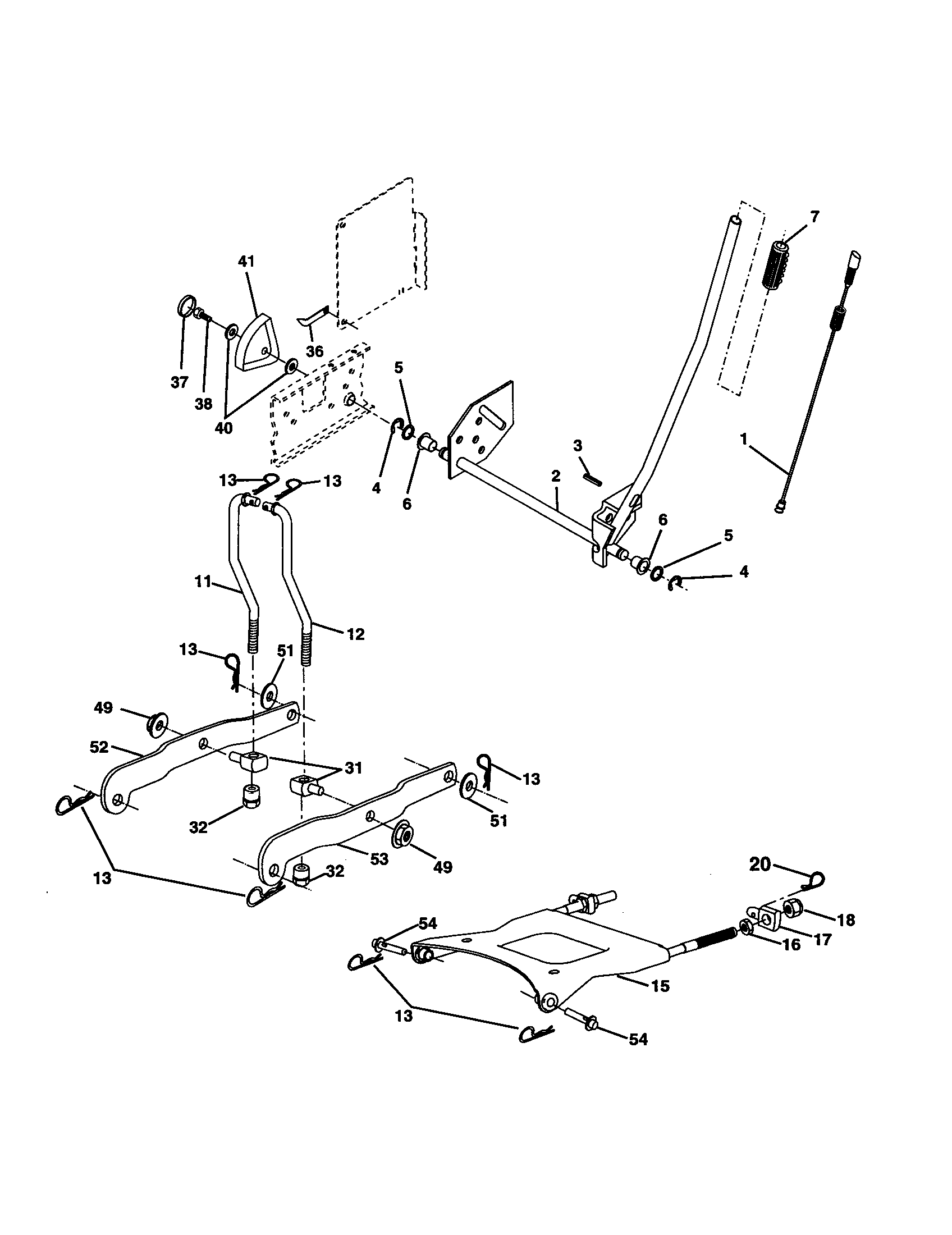 Mower Lift Diagram and Parts List for 917277460  Craftsman Lawn Tractor