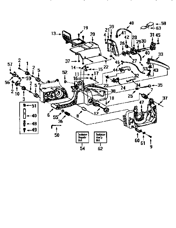 Handle And Fuel Tank Diagram and Parts List for 358354980  Craftsman Chainsaw