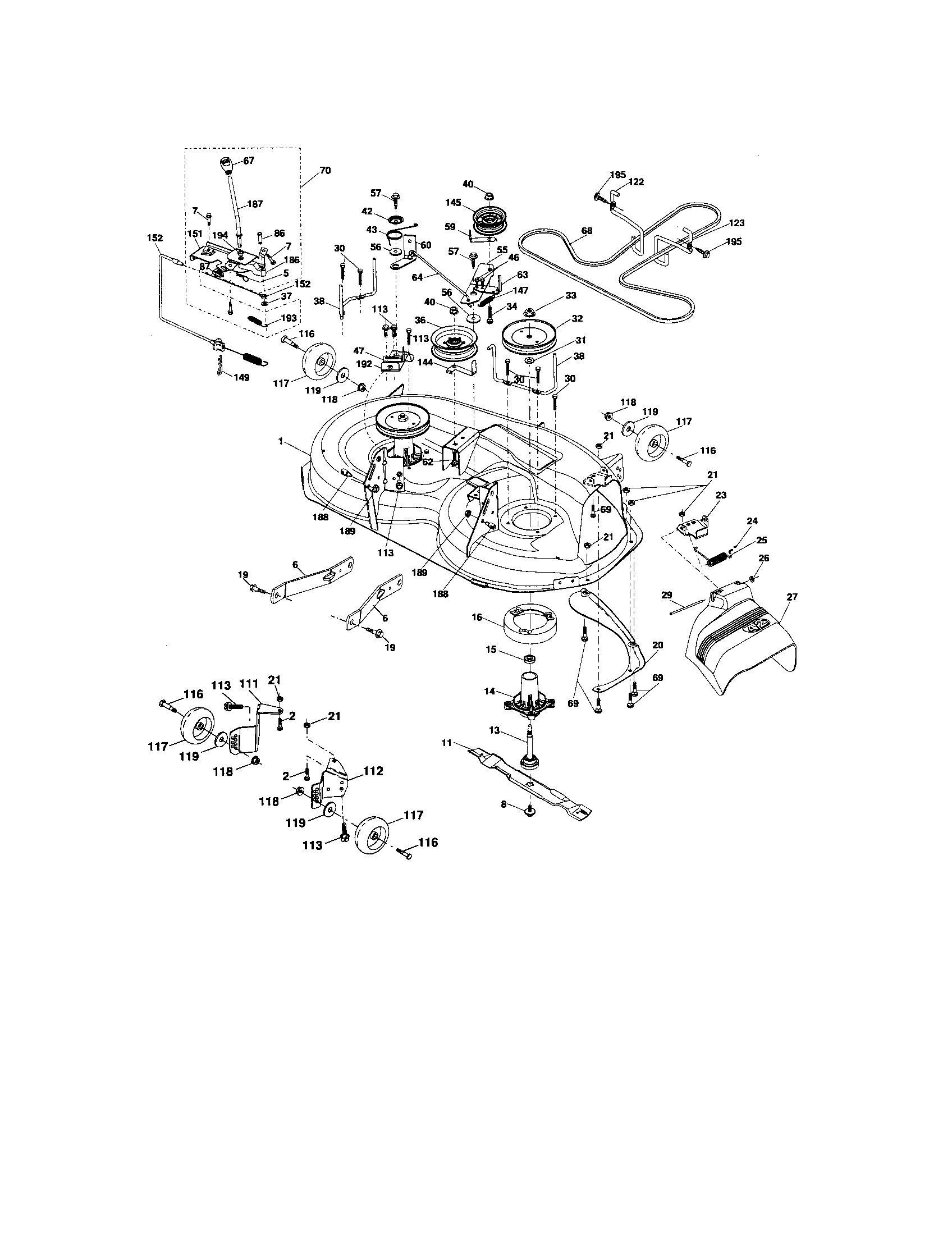 Mower Deck Diagram and Parts List for 917276680  Craftsman Lawn Tractor