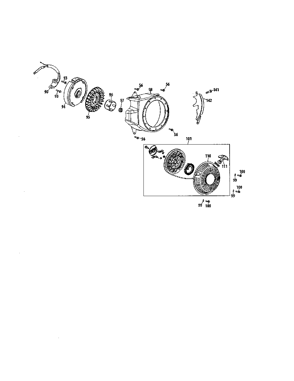 Recoil starter Diagram and Parts List for CMXGLAM1143200  Craftsman Log Splitter