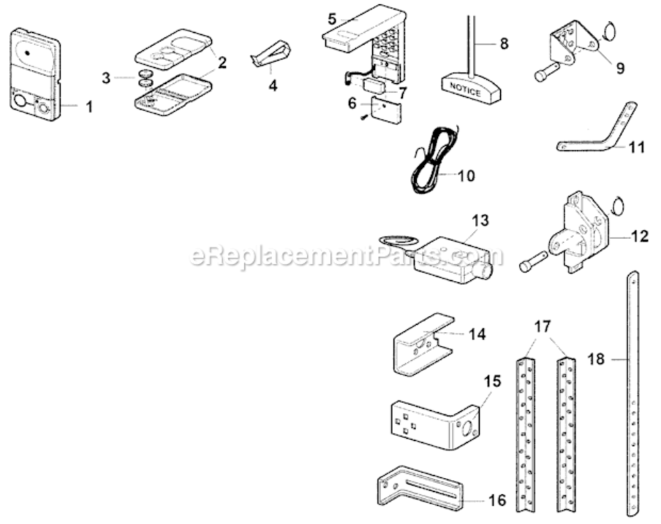 Page B Diagram and Parts List for 13953662SRT2  Craftsman Garage Door Opener